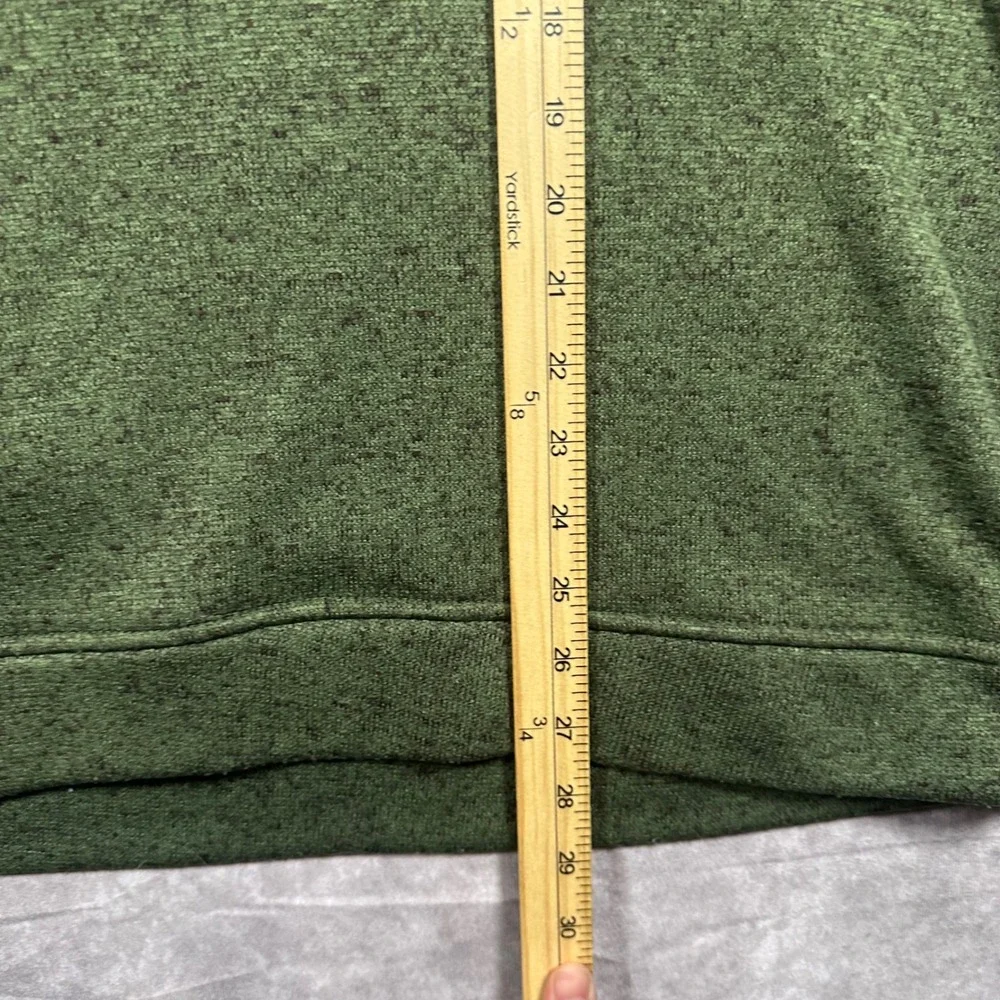 Eddie Bauer Men XXL Green Heathered Sweater Fleece Snap Mock Neck Pullover Cabin